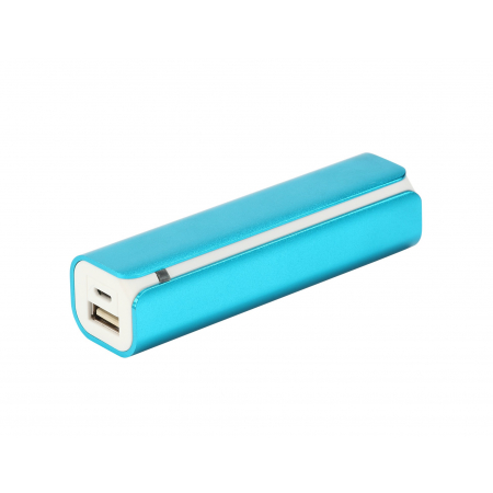 Prostokątny metalowy power bank - jasnoniebieski