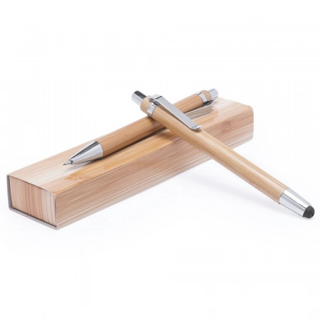 Długopis bambusowy w zestawie z ołówekiem mechanicznym