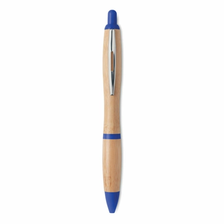 Długopis z bambusa Rio bamboo, niebieskie elementy