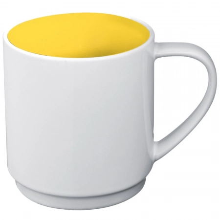 Żółto-biały kubek ceramiczny 300 ml