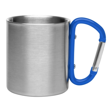 Kubek metalowy 210 ml z niebieskim karabińczykiem
