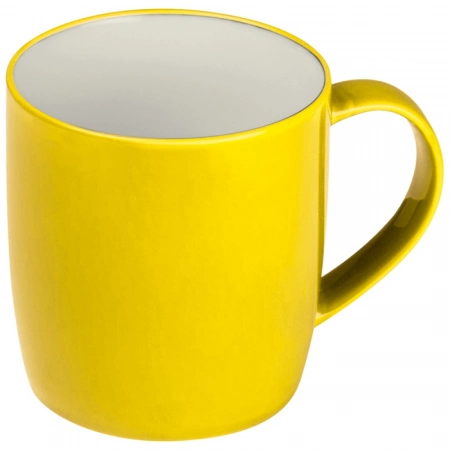 Żółty kubek ceramiczny 300 ml z nadrukiem firmowym