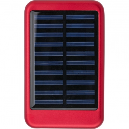Słoneczny power bank 4000mAh, czerwonego koloru