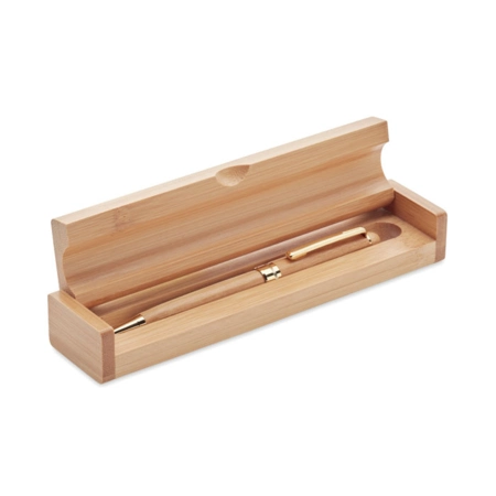 Bambusowy długopis ekologiczny Etna w drewnianym pudełku