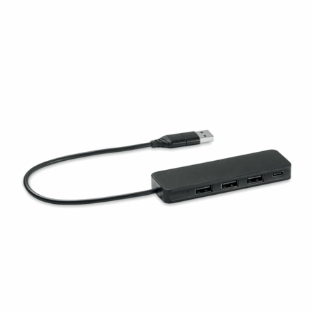 Hub USB-C 4 porty USB Hubbie, czarny