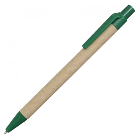 Długopis tekturowy biodegradowalny z nadrukiem logo, zielony/brązowy 
