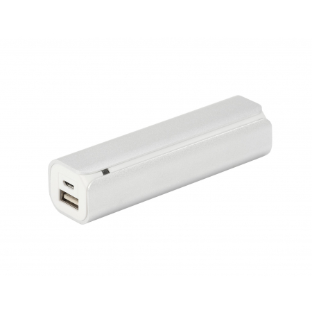 Prostokątny metalowy power bank - srebrny