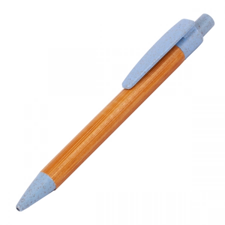 Długopis bambusowy Evora z nadrukiem, niebieski 