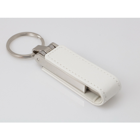 Efektowy skórzany pendrive - biały