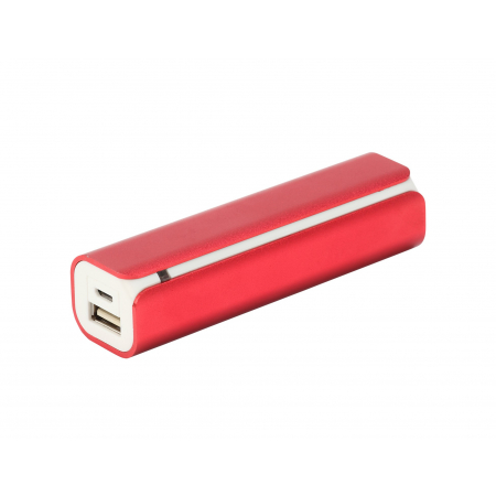 Prostokątny metalowy power bank - czerwony