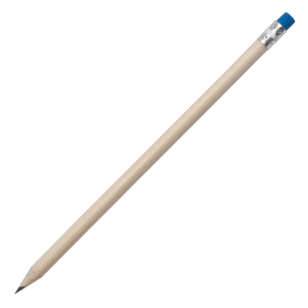 Ołówek reklamowy z gumką, niebieski/ecru 