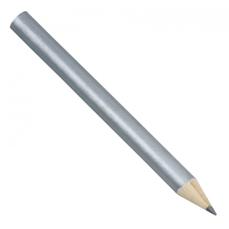 Krótki ołówek reklamowy HB, srebrny 