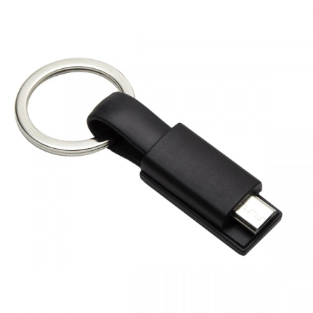 Czarny brelok do kluczy w postaci kabla USB