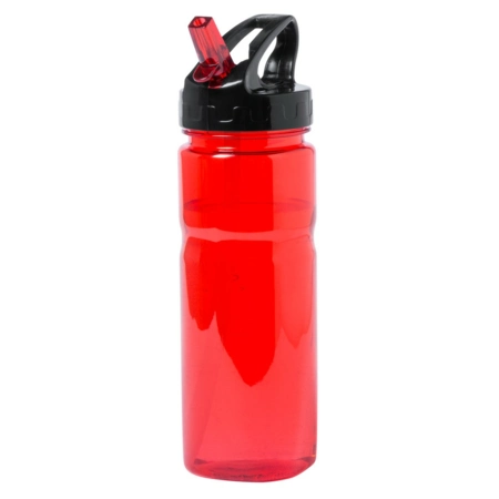 Czerwona butelka z tritanu ze słomką