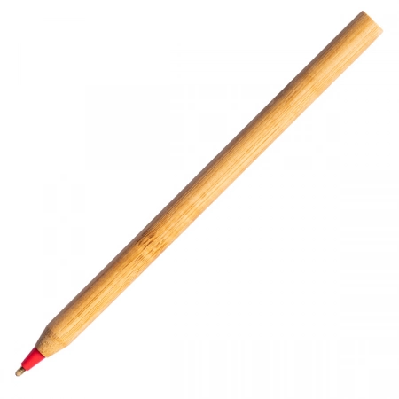 Długopis bambusowy do firmowego nadruku lub graweru logo, czerwony element kolorowy
