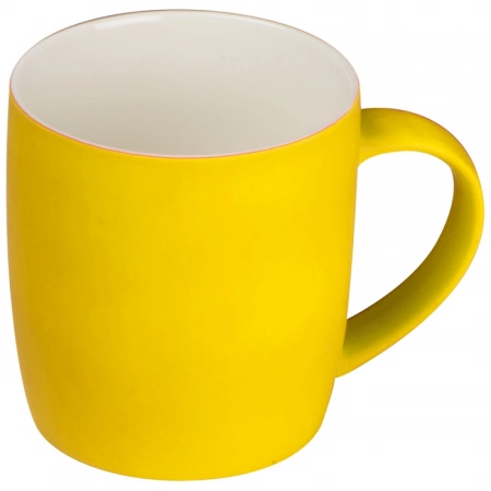 Gumowany kubek ceramiczny z możliwością graweru logo, 300 ml - żółty