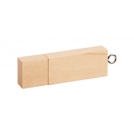USB o prostokątnym kształcie z zatyczką w ekologicznej drewnianej obudowie 