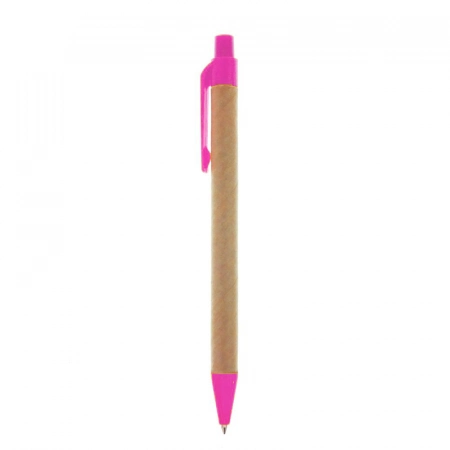 Długopis z kartonu z recyklingu, różowy