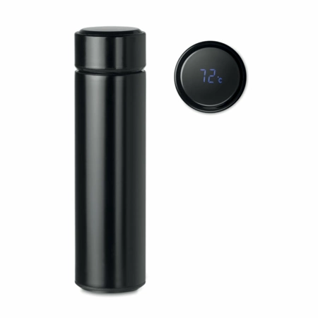 Czarna butelka termiczna z termometrem, Pole