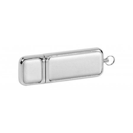 Klasyczny pendrive z eko skóry - biały