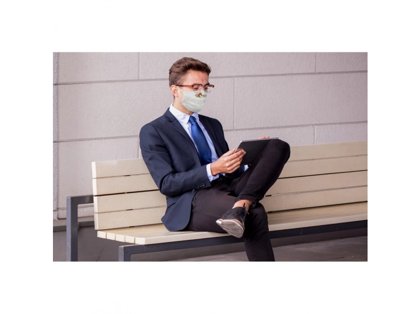 Maseczka z nadrukiem ze lnu do wielokrotnego użytku