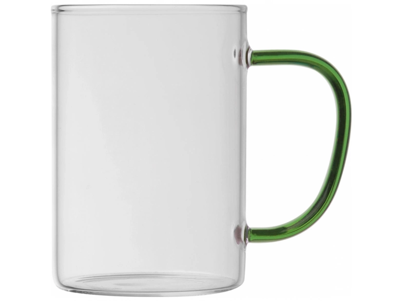 Reklamowy szklany kubek z zielonym uchiem do nadruku 250 ml