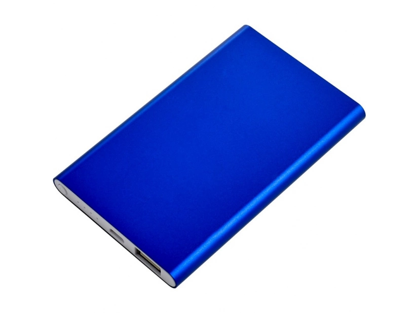 Niebieski power bank aluminiowy 4000 mAh z grawerem logo