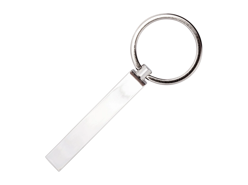 Srebrny metalowy brelok otwieracz Even z grawerem logo