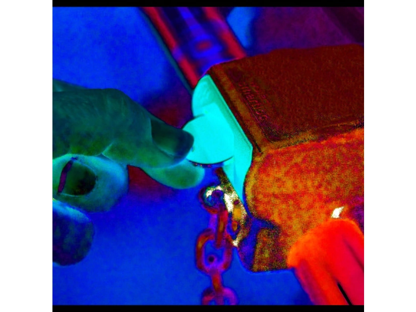 Żółty metalowy brelok z żetonem do wózka z logo firmy