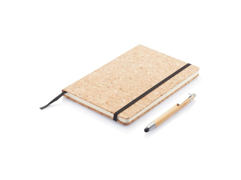 Korkowy notatnik A5, długopis, touch pen