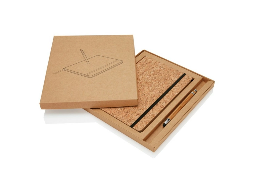 Korkowy notatnik A5, długopis, touch pen