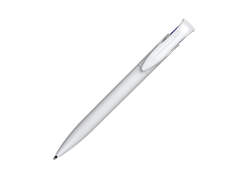 Długopis reklamowy biały z niebieskim akcentem Fast