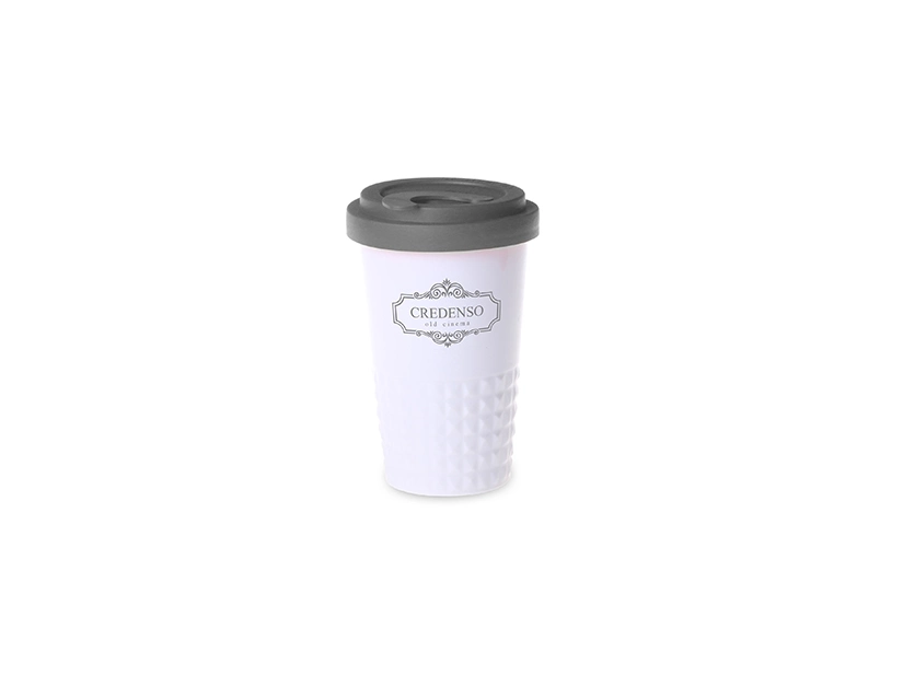 Kubek ceramiczny z pokrywką silikonową 270 ml