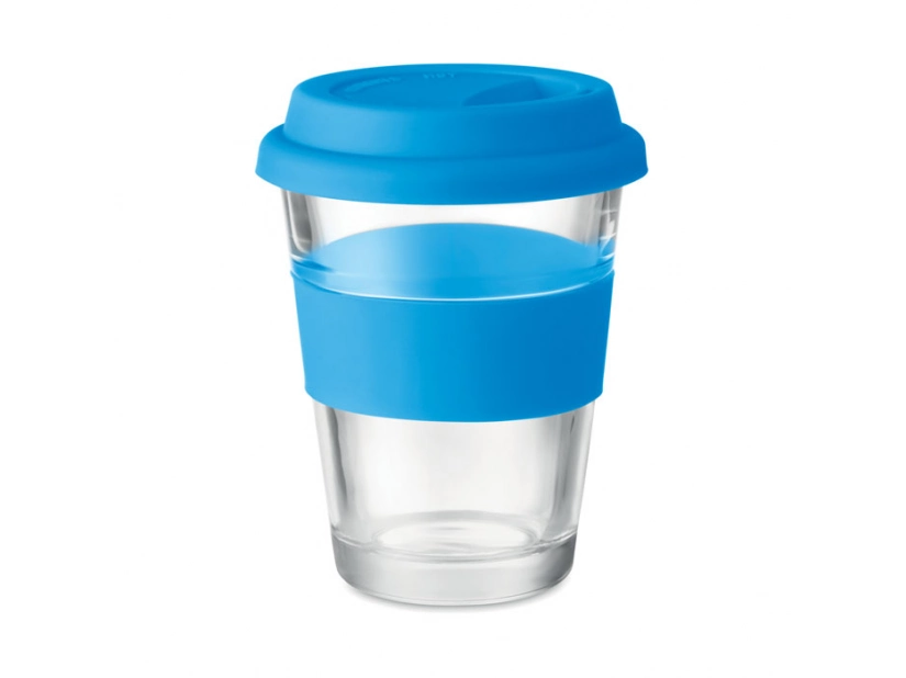 Szklany kubek z nadrukiem logo, 350 ml, granatowy kolor