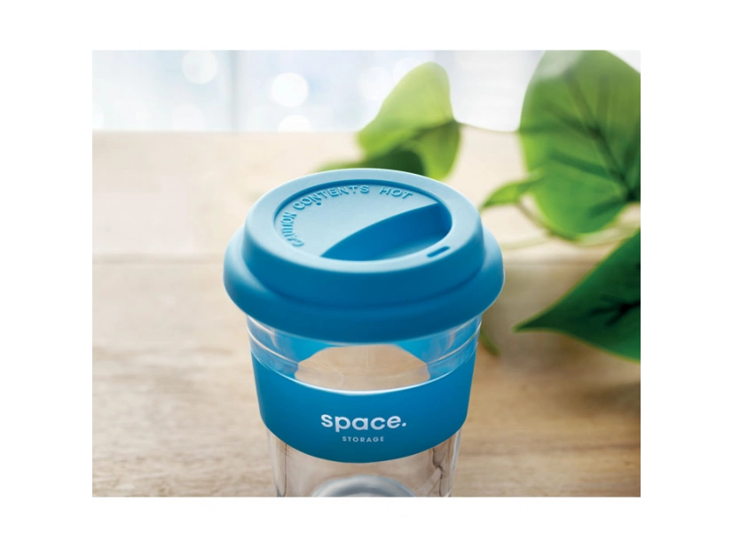 Szklany kubek z nadrukiem logo, 350 ml, granatowy kolor