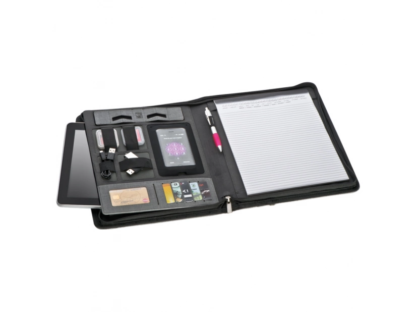 Teczka konferencyjna formatu A4 z power bankiem do ładowania 5000 mAh