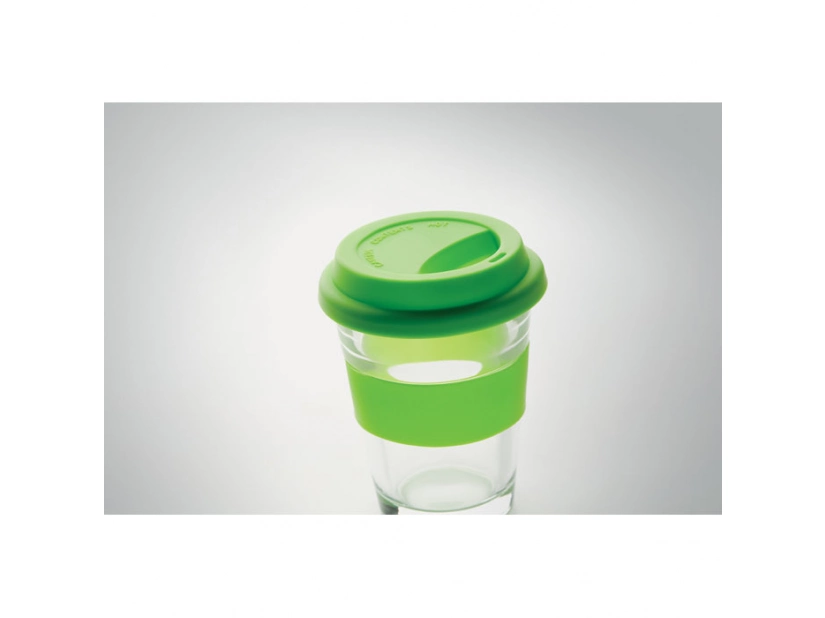 Szklany kubek z nadrukiem logo, 350 ml, zielony kolor
