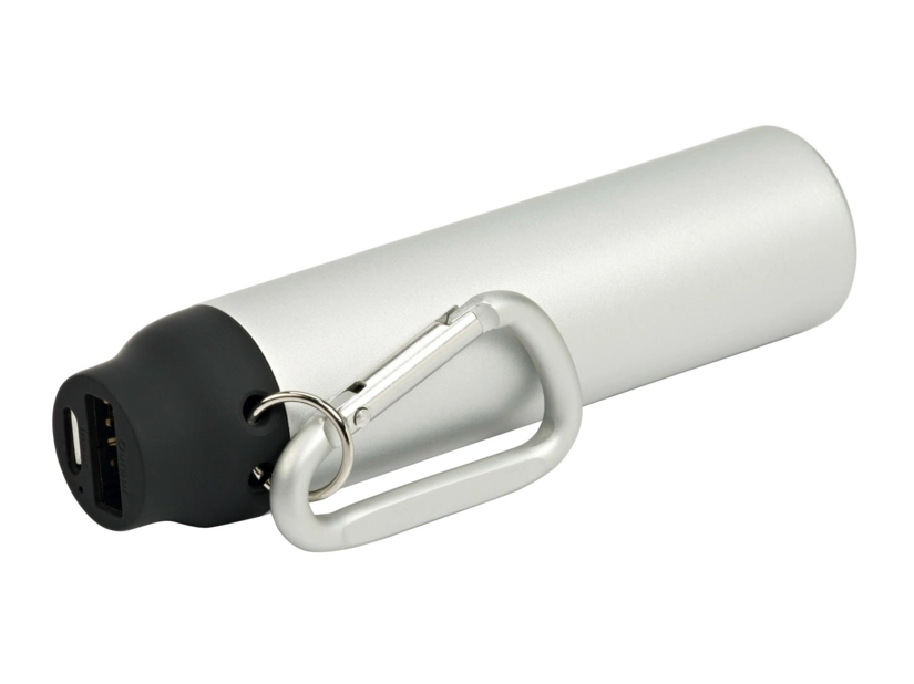 Nowoczesny POWER BANK z dużym metalowym karabińczykiem - czarny 