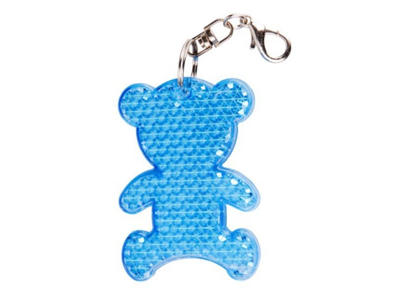Niebieski brelok odblaskowy miś Teddy z logo firmy