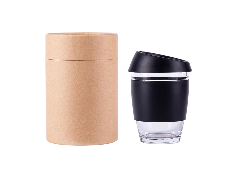 Szklany kubek ekologiczny Stylish 350 ml, czarny 