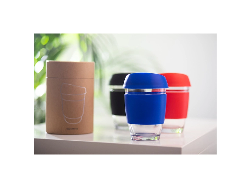 Szklany kubek ekologiczny Stylish 350 ml, czarny 