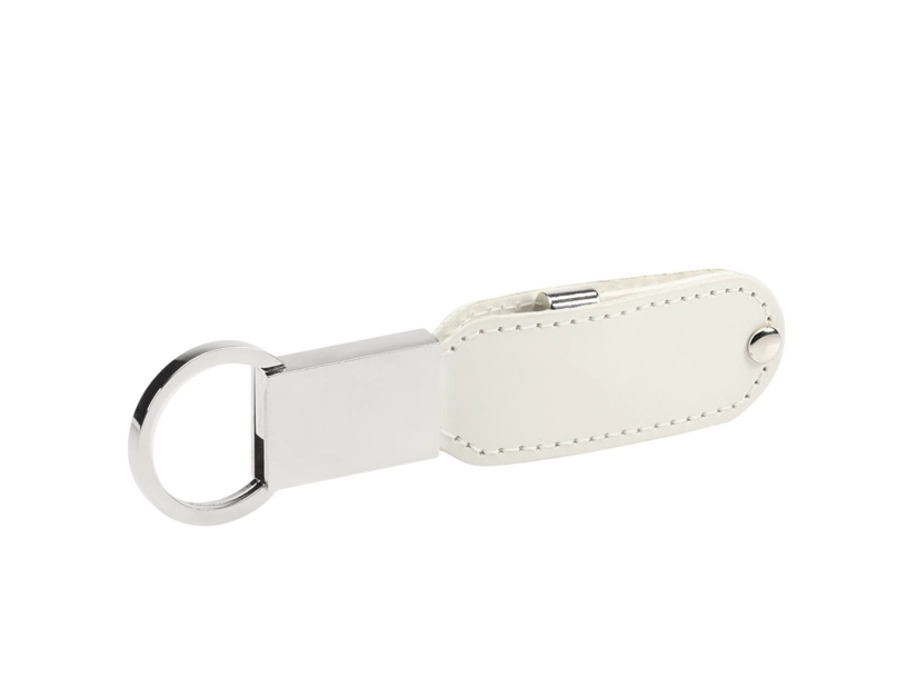 Skórzany pendrive z obrotową pamięcią - biały