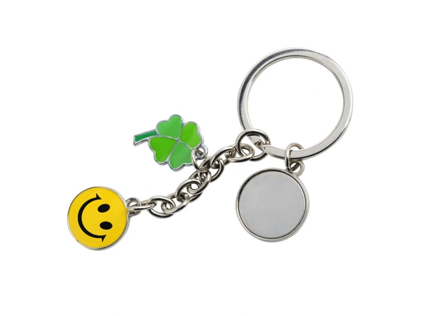 Brelok srebrny metalowy Luck z grawerem i koniczynką