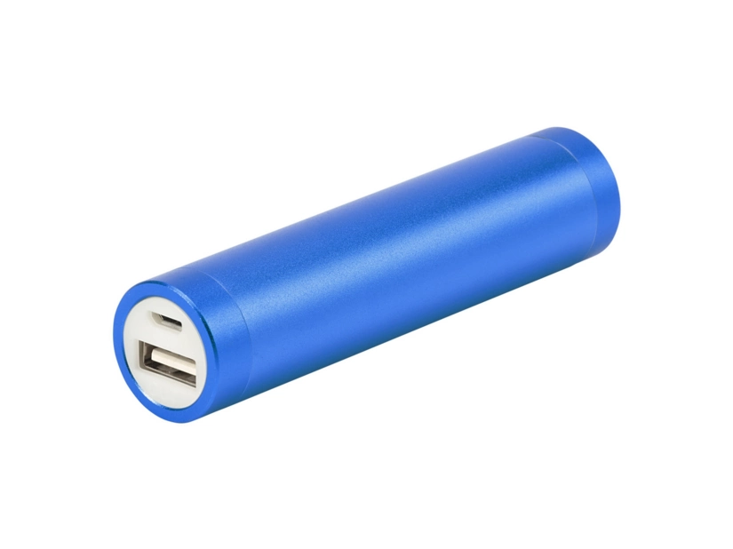 Metalowy power bank w okrągłym kształcie - niebieski