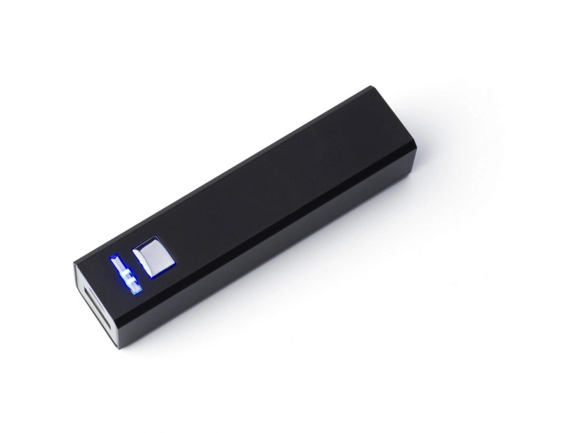 Powerbank czarny 2600 mAh z grawerem logo – aluminium