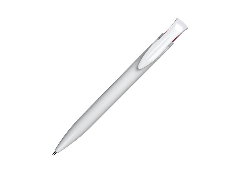 Długopis reklamowy czerwono-biały z logo firmy – plastik