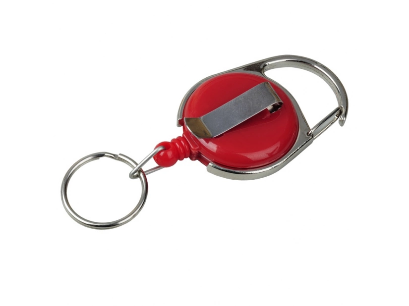 Ski-pass do identyfikatora z karabińczykiem, czerwony/srebrny 