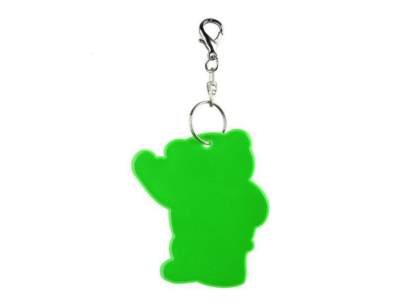 Ciemnozielony brelok odblaskowy miś z logo Twojej firmy