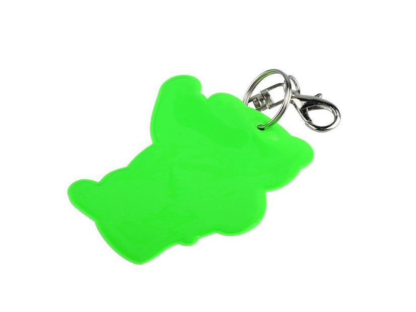 Ciemnozielony brelok odblaskowy miś z logo Twojej firmy