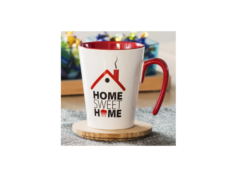 Kubek z logo firmy 270 ml, biały / czerwony